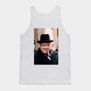 Winston Churchill with Cigar in colour Tank Top